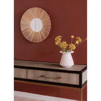 Miki Art Deco Solid Wood AndVegan Leather Shagreen With Brass Accents Console Table - 59W x 16D x 32.3H