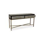Miki Art Deco Solid Wood AndVegan Leather Shagreen With Brass Accents Console Table - 59W x 16D x 32.3H
