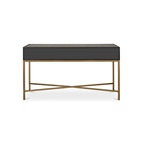 Miki Art Deco Solid Wood AndVegan Leather Shagreen With Brass Accents Console Table - 59W x 16D x 32.3H