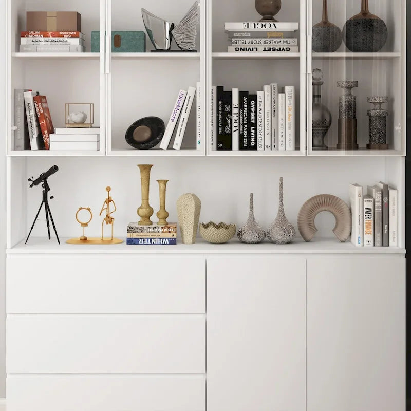 Modular Buffet and Display Cabinet - Modular Design in Pristine White