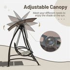 3-Seat Patio Swing Chair with Adjustable Canopy and Durable Steel Frame