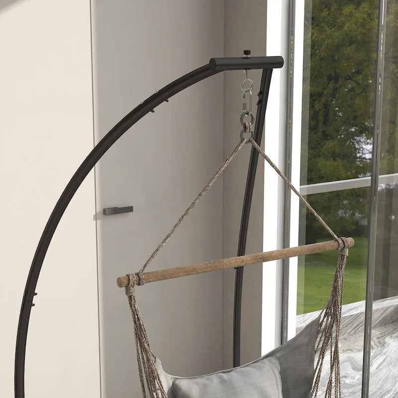 Outdoor C Shape Hanging Chair Stand for Indoor & Outdoor, Black