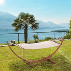 CUSchoice 10' White Wooden Outdoor Hammock with Stand - 128 L x 46.5 W x 47.25 H