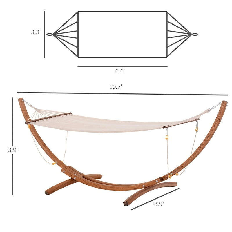 CUSchoice 10' White Wooden Outdoor Hammock with Stand - 128 L x 46.5 W x 47.25 H
