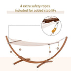CUSchoice 10' White Wooden Outdoor Hammock with Stand - 128 L x 46.5 W x 47.25 H
