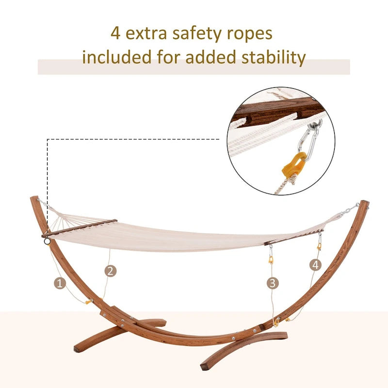 CUSchoice 10' White Wooden Outdoor Hammock with Stand - 128 L x 46.5 W x 47.25 H