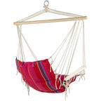 37 Pink and Red Striped Outdoor Hammock Chair with Pillow - 44
