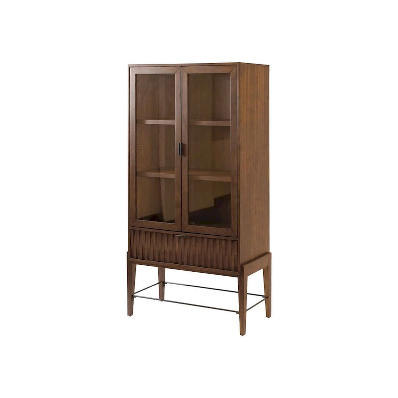 Mid-century Modern Glass Door Bookcase/ Display, Office Bookcase/Display, Accent Bookcase/Display, Brown