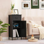 Narrow Floor Storage Cabinet with 1 Door and 1 Drawer - 11.8D x 13.8W x 31.5H