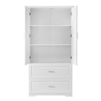 63Tall Bathroom Storage Cabinet, Cabinet with Two Doors and Drawers, Adjustable Shelf, MDF Board, White