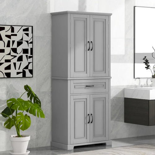 30 in. W x 16 in. D x 72 in. H Bathroom Cabinet with Doors, Drawer and Adjustable Shelves