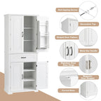 30 in. W x 16 in. D x 72 in. H Bathroom Cabinet with Doors, Drawer and Adjustable Shelves