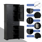 30 in. W x 16 in. D x 72 in. H Bathroom Cabinet with Doors, Drawer and Adjustable Shelves