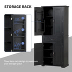 30 in. W x 16 in. D x 72 in. H Bathroom Cabinet with Doors, Drawer and Adjustable Shelves