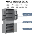 30 in. W x 16 in. D x 72 in. H Bathroom Cabinet with Doors, Drawer and Adjustable Shelves
