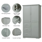 Tall and Wide Storage Cabinet with Doors for Bathroom/Office, Three Drawers, Grey