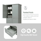 Tall and Wide Storage Cabinet with Doors for Bathroom/Office, Three Drawers, Grey