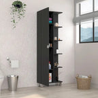 Urano Mirror Linen Cabinet, Four Interior Shelves, Five External Shelves -Black