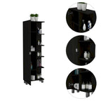 Urano Mirror Linen Cabinet, Four Interior Shelves, Five External Shelves -Black