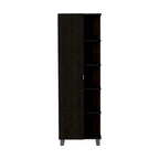 Urano Mirror Linen Cabinet, Four Interior Shelves, Five External Shelves -Black