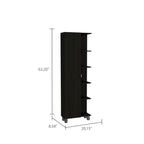 Urano Mirror Linen Cabinet, Four Interior Shelves, Five External Shelves -Black
