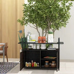 Patio Serving Cart with Glass Top