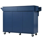 53.2in Rolling Kitchen Island with Drop Leaf with Spice Rack 2 Drawers