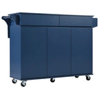 53.2in Rolling Kitchen Island with Drop Leaf with Spice Rack 2 Drawers