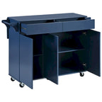 53.2in Rolling Kitchen Island with Drop Leaf with Spice Rack 2 Drawers