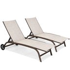 VredHom Outdoor Adjustable Chaise Lounge Chairs with Wheels - 43.2 in D * 12 in H * 21.9 in W