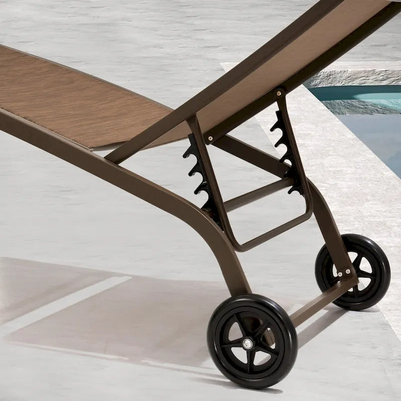 VredHom Outdoor Adjustable Chaise Lounge Chairs with Wheels - 43.2 in D * 12 in H * 21.9 in W
