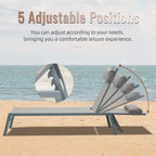 Patio Chaise Lounge Set of 3, Lounge Chairs with 5 Adjustable Positions, Chaise Lounge (2 Lounge Chairs+1 Table)