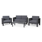 Acacia Wood Outdoor Loveseat and Coffee Table Set with Cushions