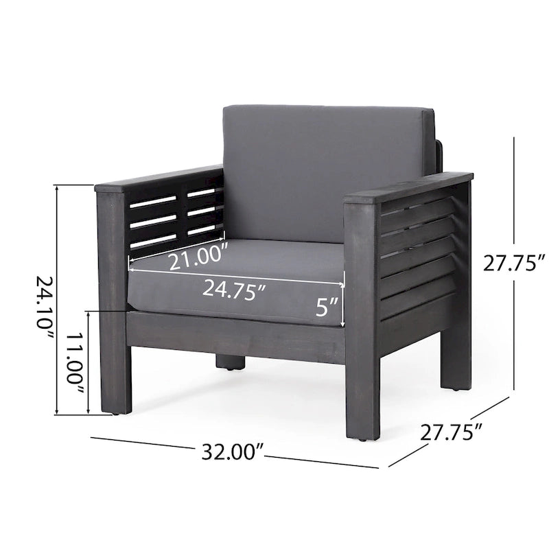 Acacia Wood Outdoor Loveseat and Coffee Table Set with Cushions
