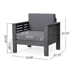 Acacia Wood Outdoor Loveseat and Coffee Table Set with Cushions
