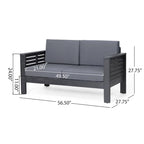 Acacia Wood Outdoor Loveseat and Coffee Table Set with Cushions