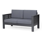 Acacia Wood Outdoor Loveseat and Coffee Table Set with Cushions