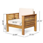Acacia Wood Outdoor Loveseat and Coffee Table Set with Cushions