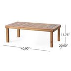 Acacia Wood Outdoor Loveseat and Coffee Table Set with Cushions