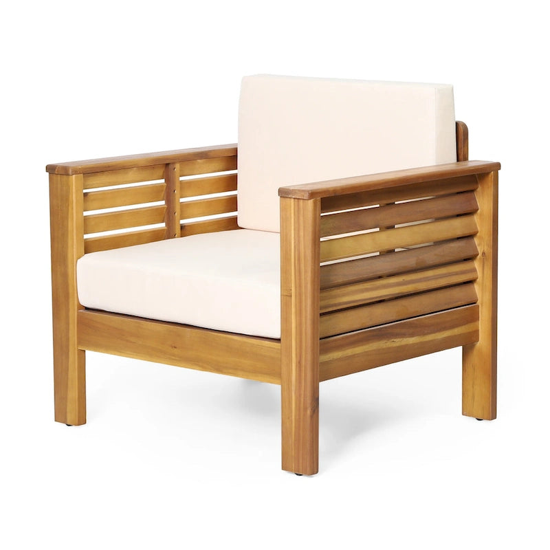 Acacia Wood Outdoor Loveseat and Coffee Table Set with Cushions