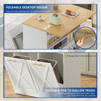 Moasis Kitchen Island Drop Leaf Double Tilt Out Trash Cabinet with Power Outlet & Wheels