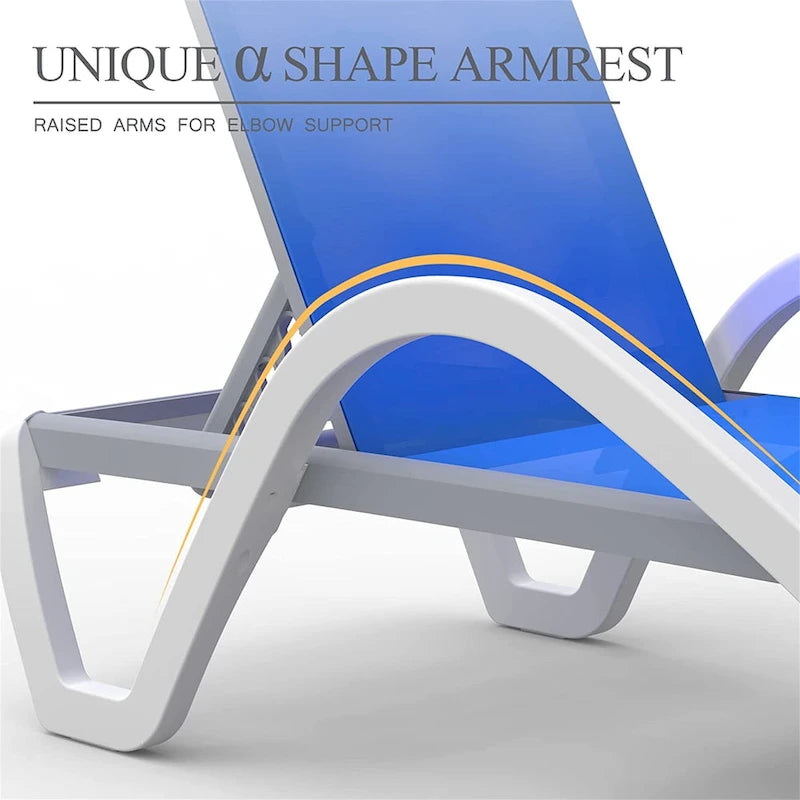 Patio Chaise Lounge Adjustable Pool Chairs with Arm All Weather Pool Chairs,in-Pool,Lawn (1 Lounge Chair)