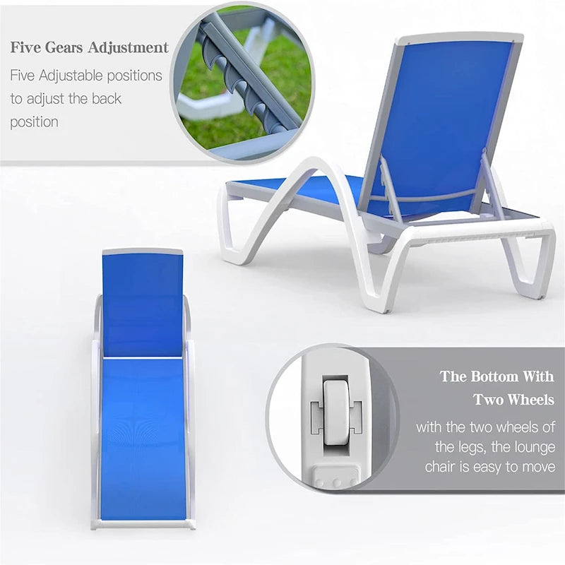 Patio Chaise Lounge Adjustable Pool Chairs with Arm All Weather Pool Chairs,in-Pool,Lawn (1 Lounge Chair)