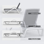 Patio Chaise Lounge Adjustable Pool Chairs with Arm All Weather Pool Chairs,in-Pool,Lawn (1 Lounge Chair)