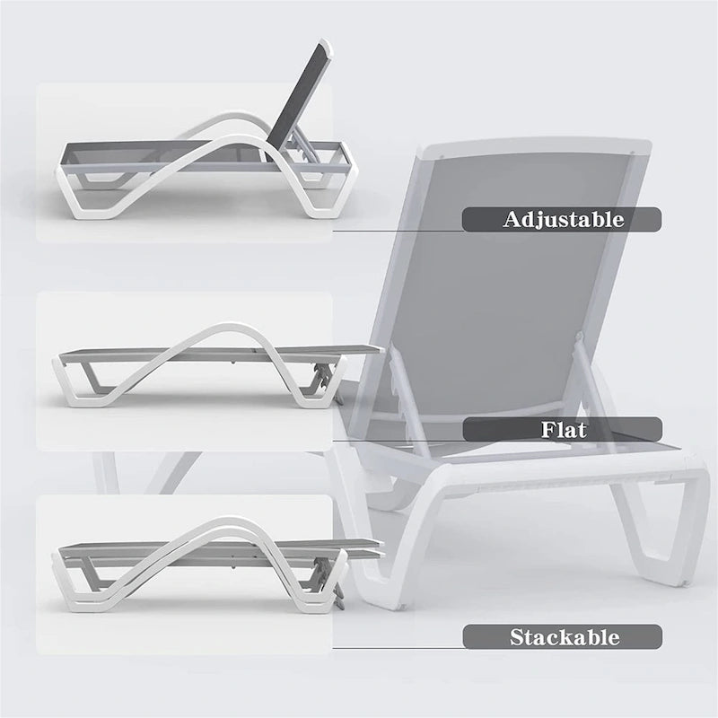 Patio Chaise Lounge Adjustable Pool Chairs with Arm All Weather Pool Chairs,in-Pool,Lawn (1 Lounge Chair)