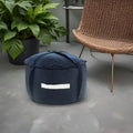 20 Blue Polyester Round Patchwork Indoor Outdoor Pouf Ottoman