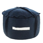 20 Blue Polyester Round Patchwork Indoor Outdoor Pouf Ottoman