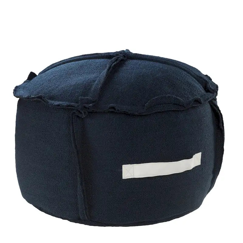 20 Blue Polyester Round Patchwork Indoor Outdoor Pouf Ottoman
