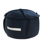20 Blue Polyester Round Patchwork Indoor Outdoor Pouf Ottoman