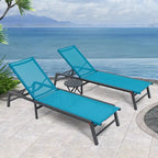Foldable Lounge Chairs with 5 Reclining Positions and Round Table - N/A
